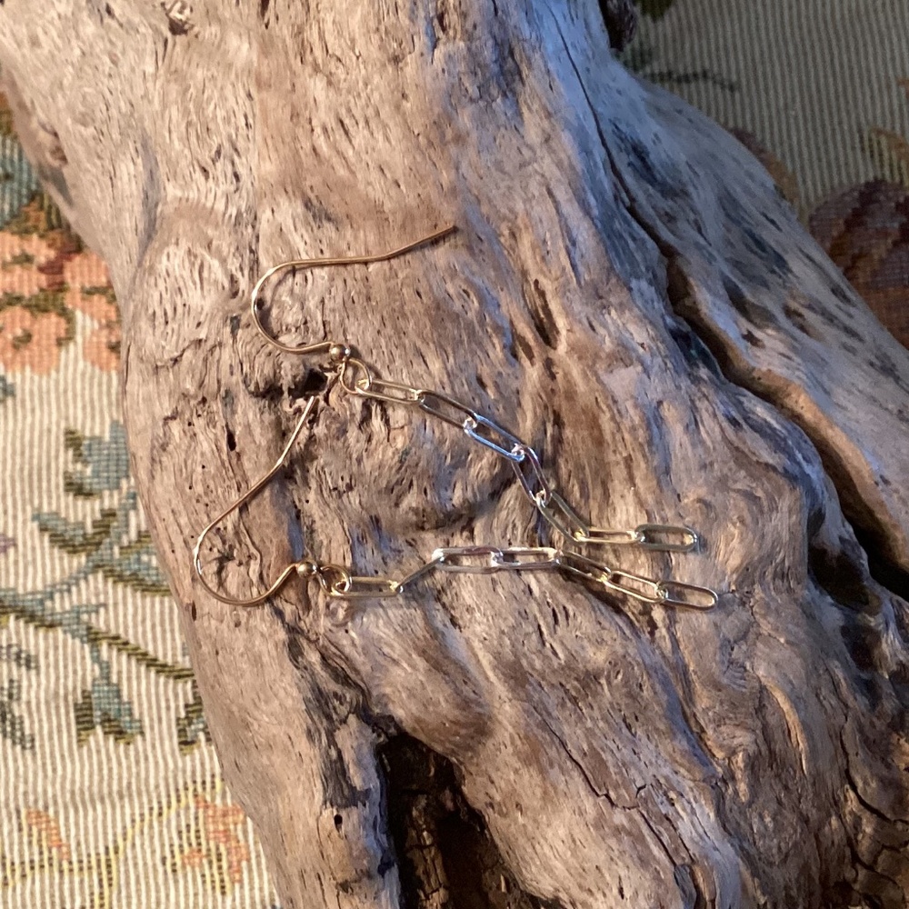 Mixed Gold & Silver Paperclip Chain Earrings